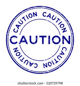 Grunge blue caution rubber stamp