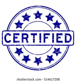 Grunge blue certified rubber stamp