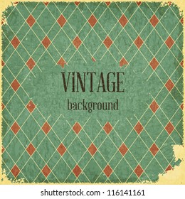 Grunge blue checkered background - old paper - vector illustration