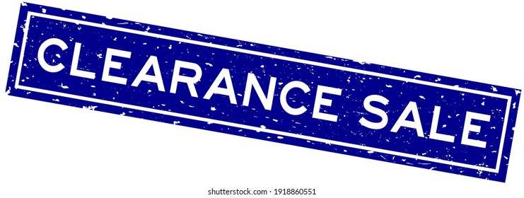 Grunge blue clearance sale word square rubber seal stamp on white background