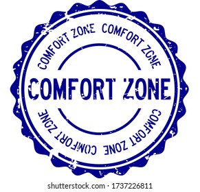 Grunge blue comfort zone word round rubber seal stamp on white background