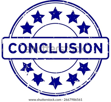 Grunge blue conclusion word round rubber seal stamp on white background
