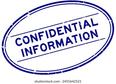 Grunge blue confidential information word oval rubber seal stamp on white background