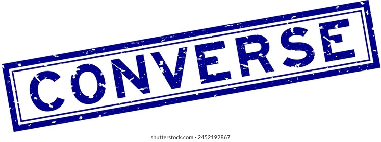 Grunge blue converse word square rubber seal stamp on white background