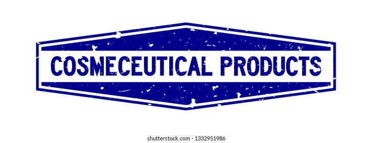 Grunge blue cosmeceutical word rubber seal stamp on white background