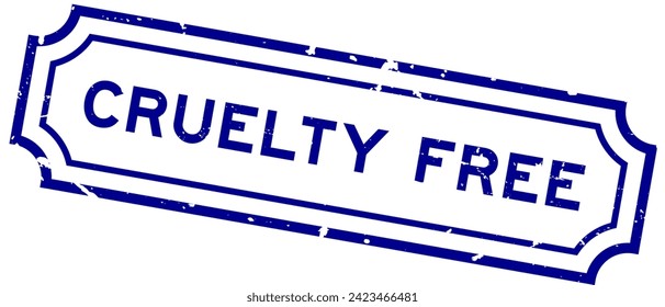 Grunge blue cruelty free word rubber seal stamp on white background