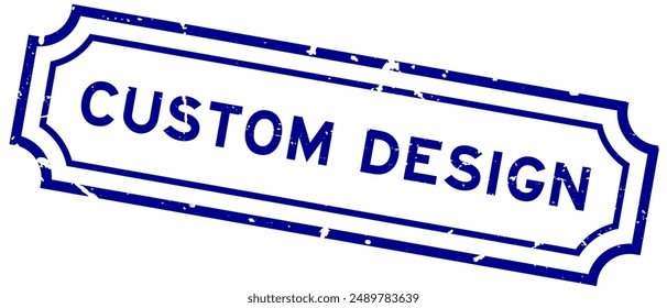 Grunge blue custom design word rubber seal stamp on white background