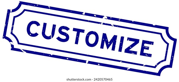 Grunge blue customize word rubber seal stamp on white background