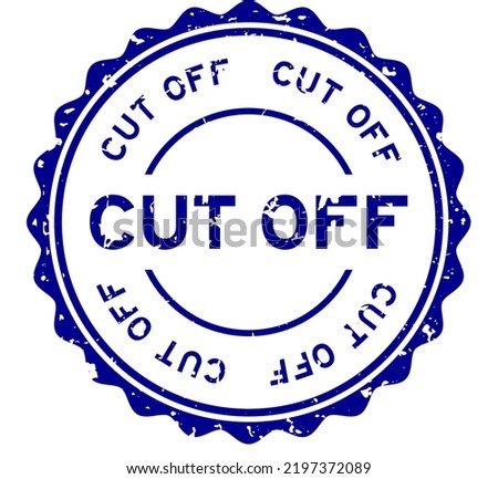 Grunge blue cut off word round rubber seal stamp on white background