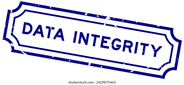 Grunge blau Daten Integrität Wort Gummidichtung Stempel auf weißem Hintergrund