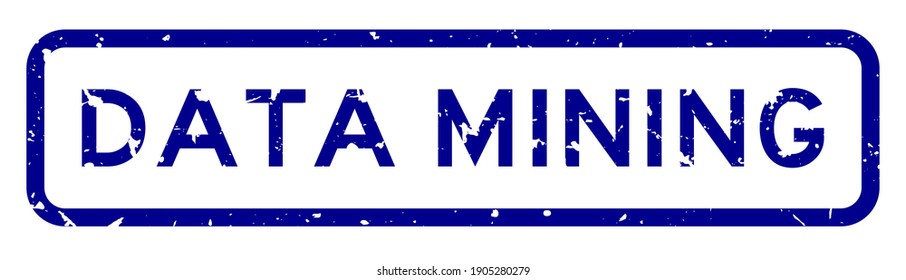 Grunge blue data mining word square rubber seal stamp on white background