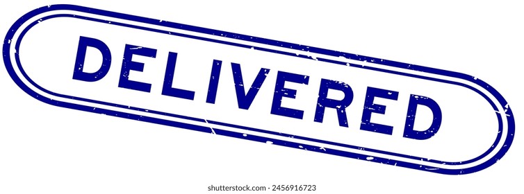 Grunge blue delivered word rubber seal stamp on white background