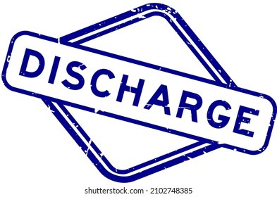 Grunge blue discharge word rubber seal stamp on white background