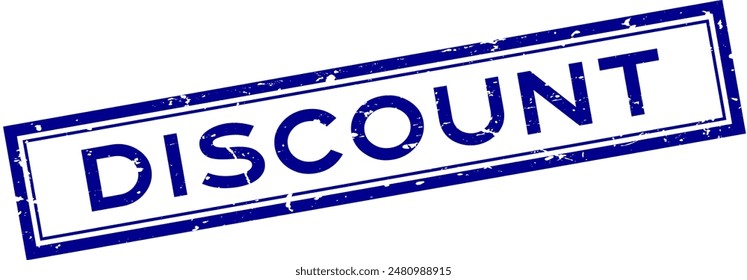 Grunge blue discount word square rubber stamp in white background