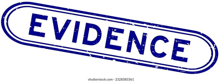 Grunge blue evidence word rubber seal stamp on white background