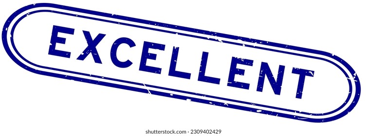 Grunge blue excellent word rubber seal stamp on white background