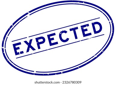 Grunge blue expected word rubber seal stamp on white background
