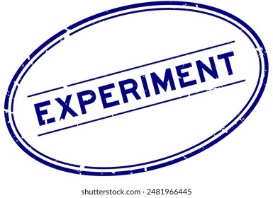 Grunge azul experimento palabra oval sello de goma sello sobre fondo blanco