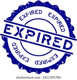 Grunge blue expired word round rubber seal stamp on white background