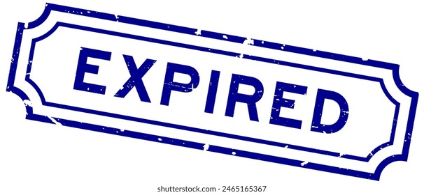 Grunge blue expired word rubber seal stamp on white background