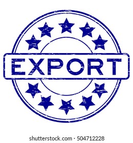 Grunge blue export rubber stamp