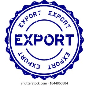 Sello de goma redondeado de la palabra de exportación azul grueso sobre fondo blanco