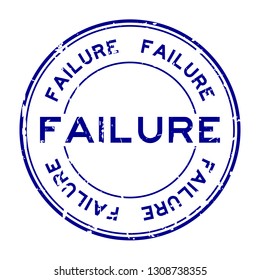 Grunge blue failure word round rubber seal stamp on white background