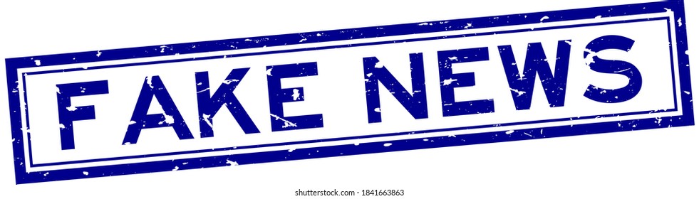 Grunge blue fake news word rubber business seal stamp on white background
