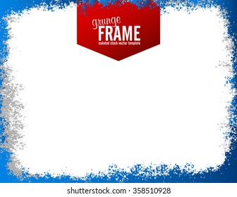 Grunge blue frame - abstract texture background. Isolated stock vector design template - easy to use
