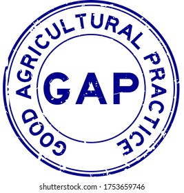 Grunge blue GAP (abbreviation of good agricultural practice) word round rubber seal stamp on white background