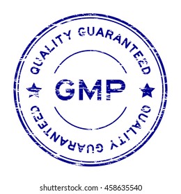 Grunge blue GMP (Good manufacturing practice) and quality guarantee rubber stamp