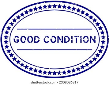 Grunge blue good condition word oval rubber seal stamp on white background