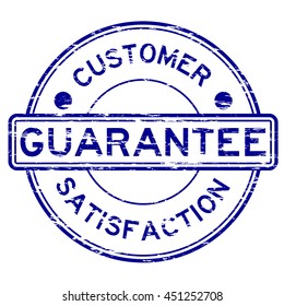 Grunge blue guarantee and customer satisfaction rubber stamp on white background