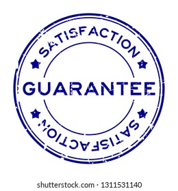 Grunge blue guarantee satisfcation round rubber seal stamp on white background