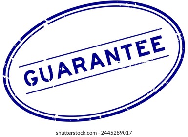 Grunge blue guarantee word oval rubber seal stamp on white background