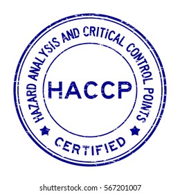 Grunge blue HACCP (Hazard Analysis and Critical Control Points) certified round rubber stamp