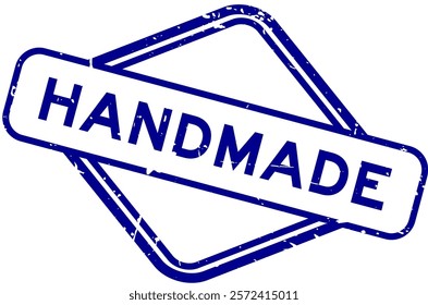 Grunge blue handmade word rubber seal stamp on white background