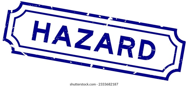 Grunge blue hazard word rubber seal stamp on white background