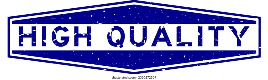 Grunge blue high quality word hexagon rubber seal stamp on white background