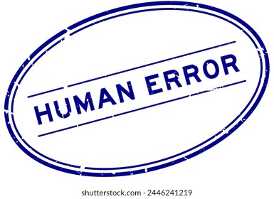 Grunge blue human error word oval rubber seal stamp on white background