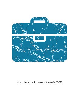 Grunge blue icon with image of briefcase, isolated on white