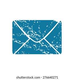 Grunge blue icon with image of envelope, isolated on white