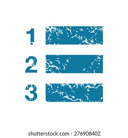 Grunge blue icon with image of numbered list, isolated on white
