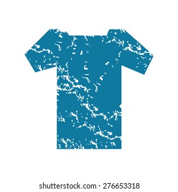 Grunge blue icon with image of t-shirt, isolated on white