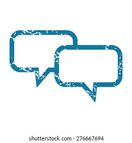 Grunge blue icon with image of two text bubbles, isolated on white