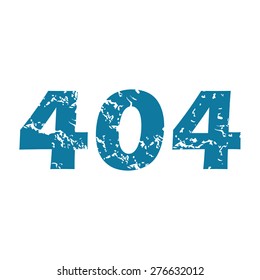 Grunge blue icon with text 404, isolated on white