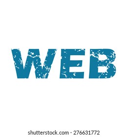 Grunge blue icon with text WEB, isolated on white