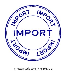 Grunge blue import rubber stamp