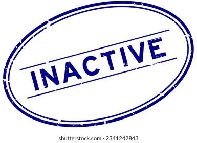 Grunge blue inactive word oval rubber seal stamp on white background