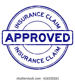 Grunge Blue Insurance Claim Approved Round Rubber Seal Stamp
